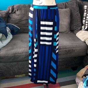 NWT Susan Graver Geometric Maxi Skirt, Large Petite